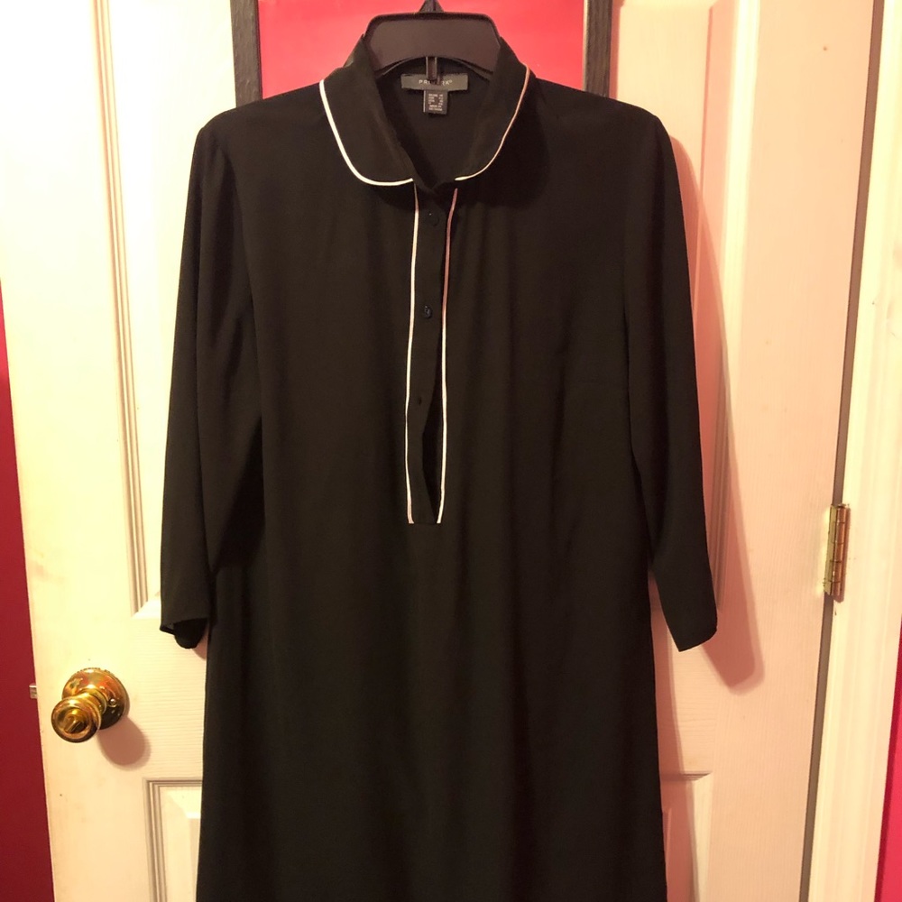 Primark black/white collar dress